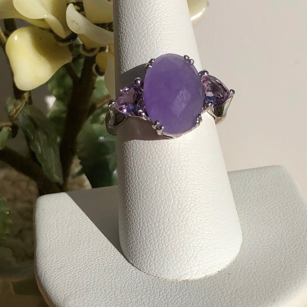 Purple Jade & Amethyst Ring. - Picture 7 of 9